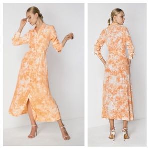 Elegant Orange Tie-Dye Maxi Dress